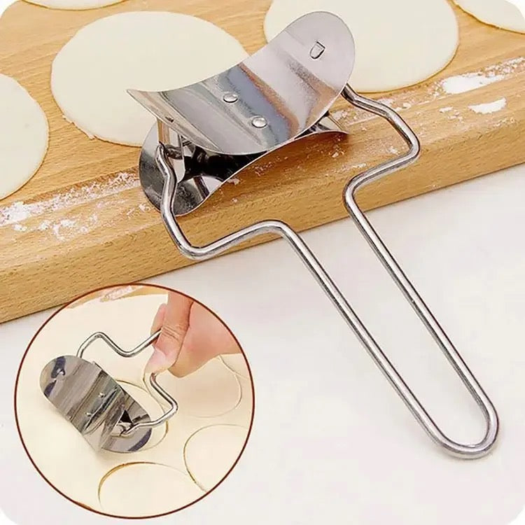 A Person is Cutting Dough Using Stainless Steel Dumpling Wrapper Maker.