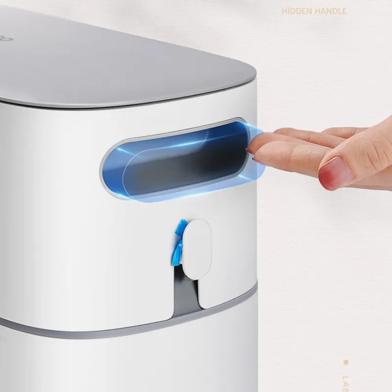 A person trying to pull out the lid of Press-type Trash Can