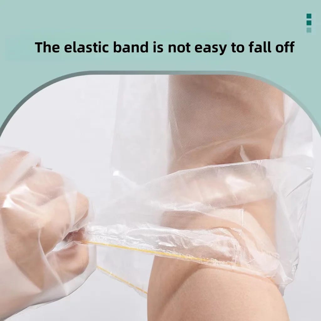 A Person is Demontrating Elasticity Of Disposable Anti- Slip Wear Long Sleeve Glove