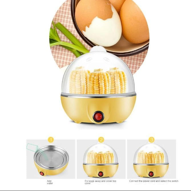 An Electric Egg Poacher Steamer Ready to Steam Corn.