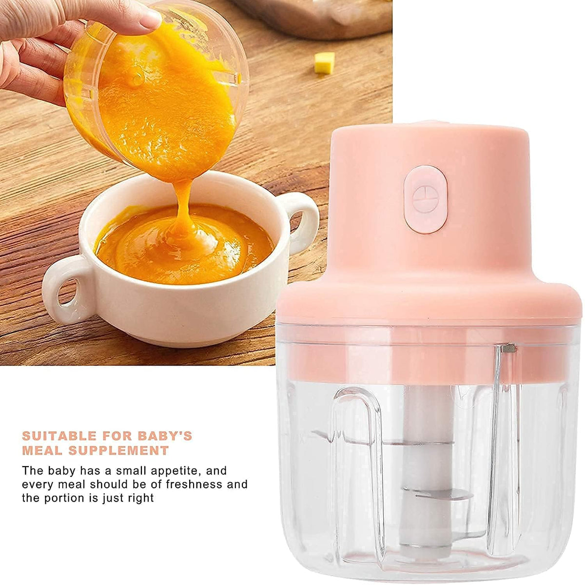 A Person is Pouring Chopped Food Using Electric Garlic Chopper in to a Bowl