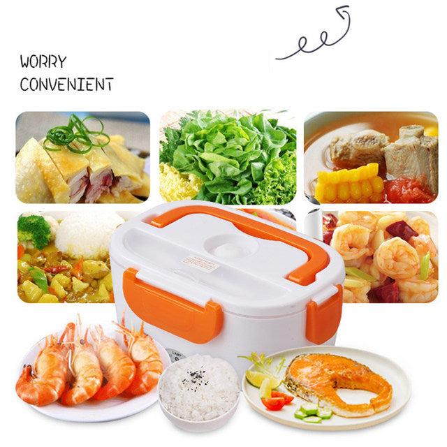 An Electric Lunch Box With Different Food Items.