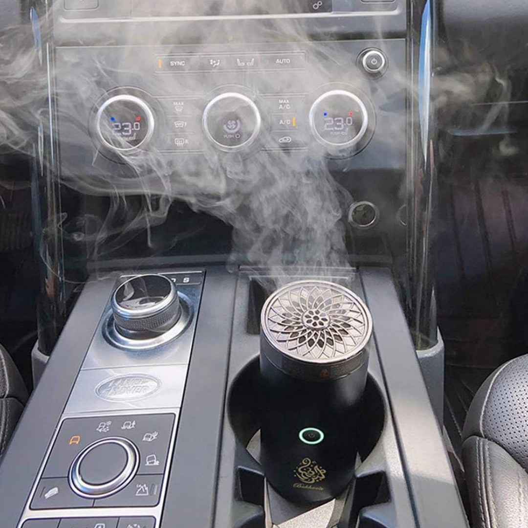 Electric Mini Incense Bukhoor Burner is Placed Inside a Car.