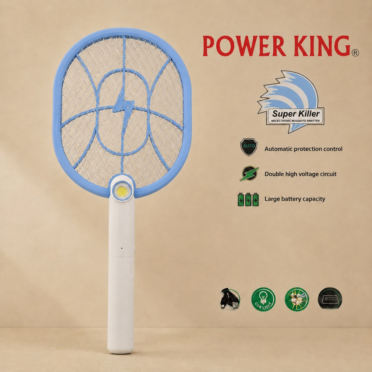 Electric Mosquito Fly Swatter Racket.
