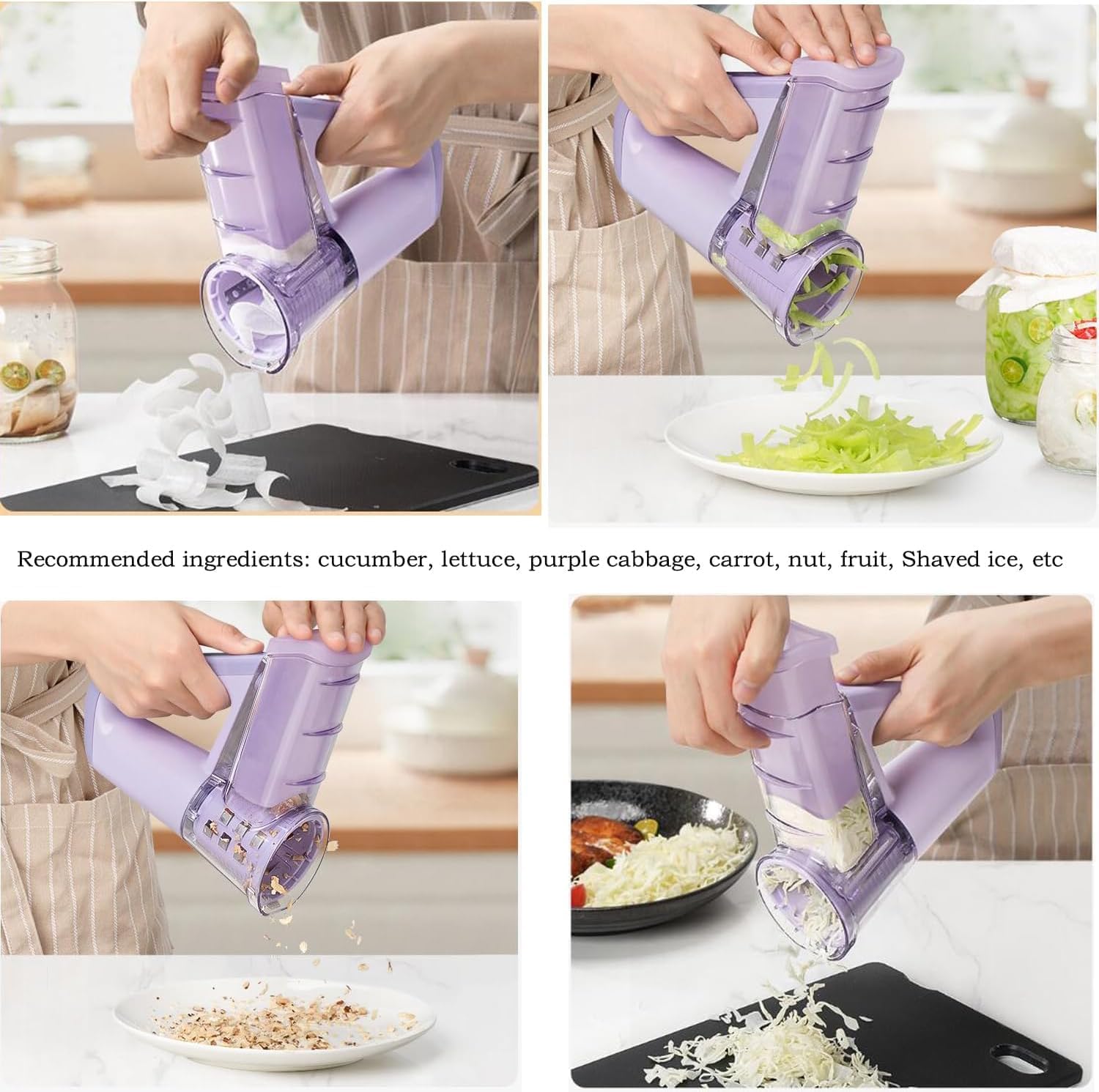 A Person is Cutting and Slicing Vegetables Using  Electric Vegetable Cutter & Salad Maker.