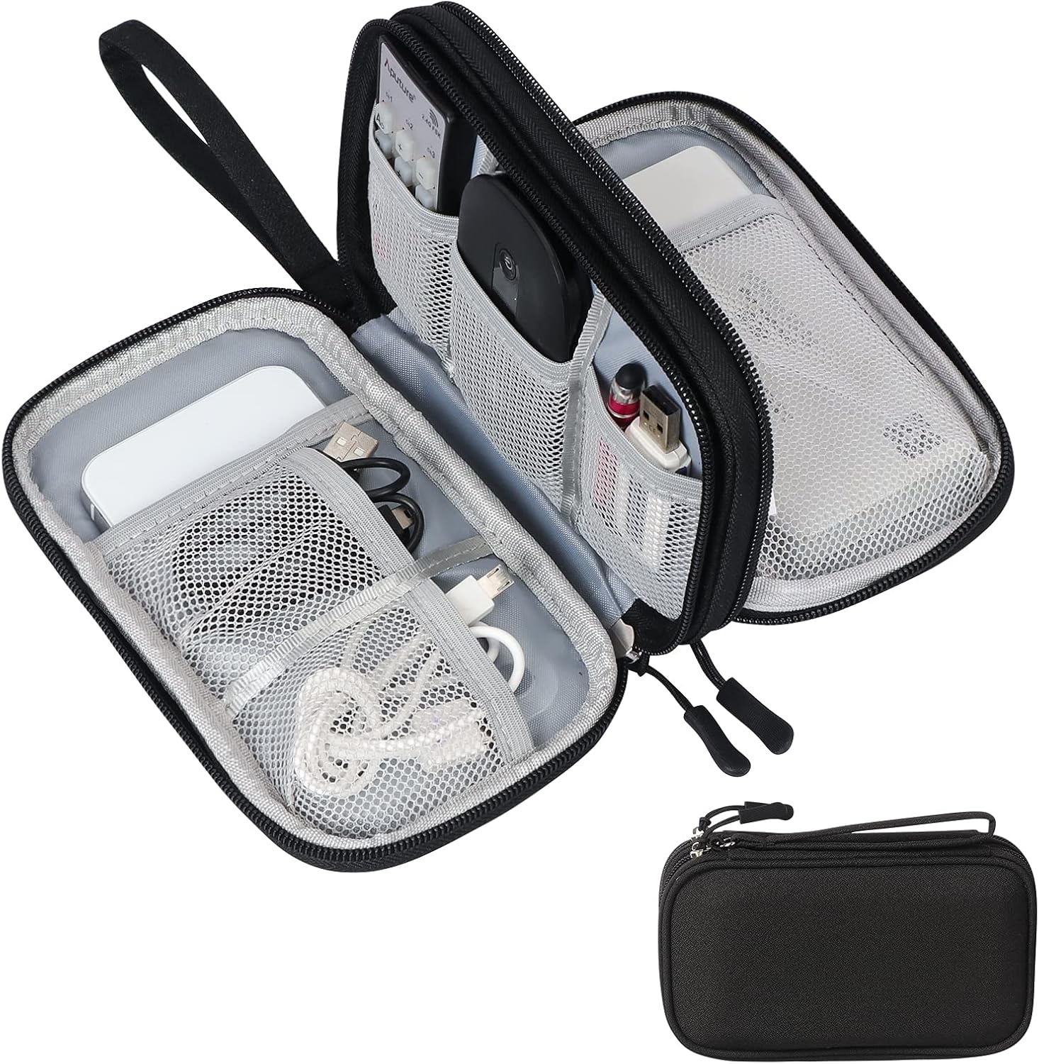Portable Electronic Accessories Organizer Travel Case on a white background