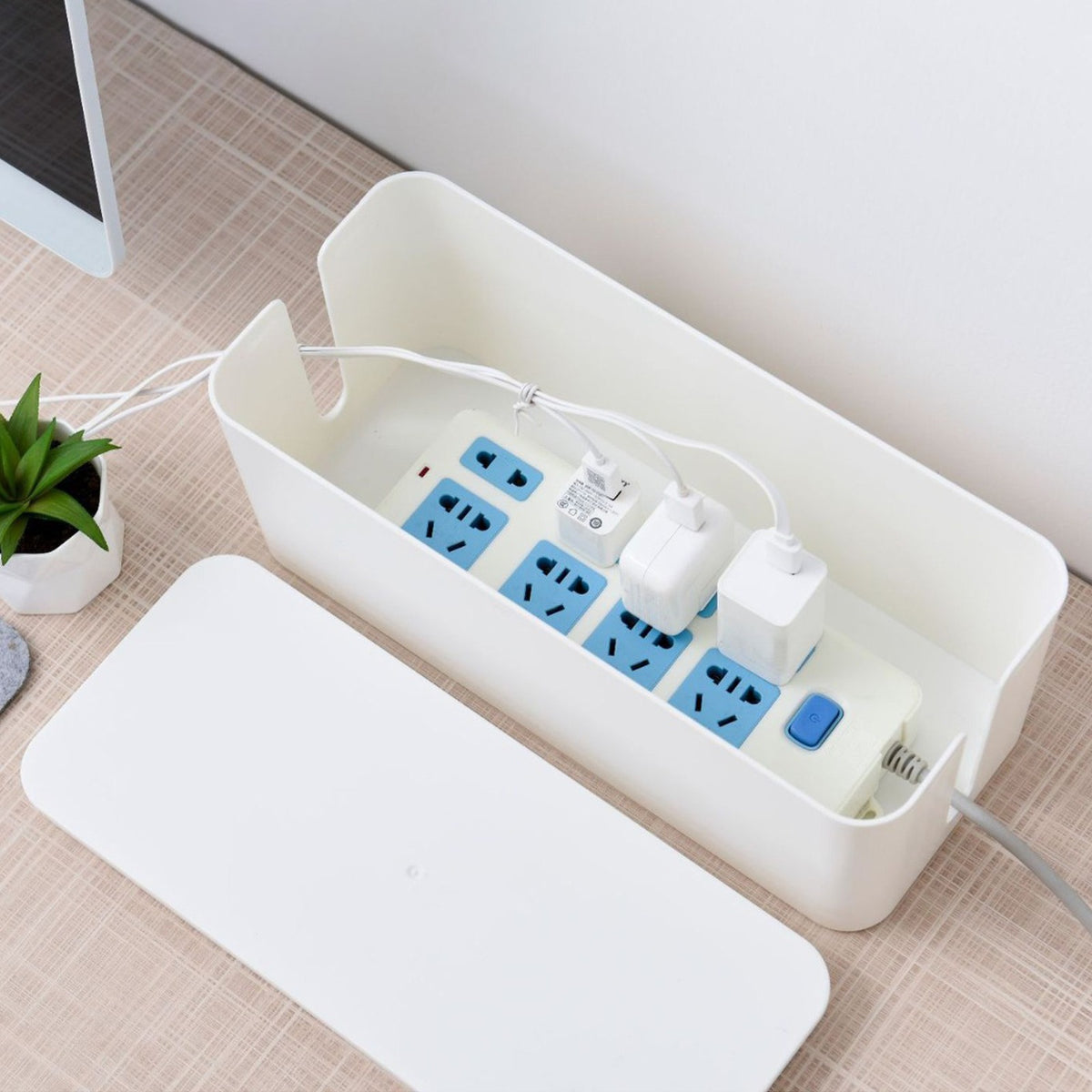 Extension Socket Storage Box For Desktop.