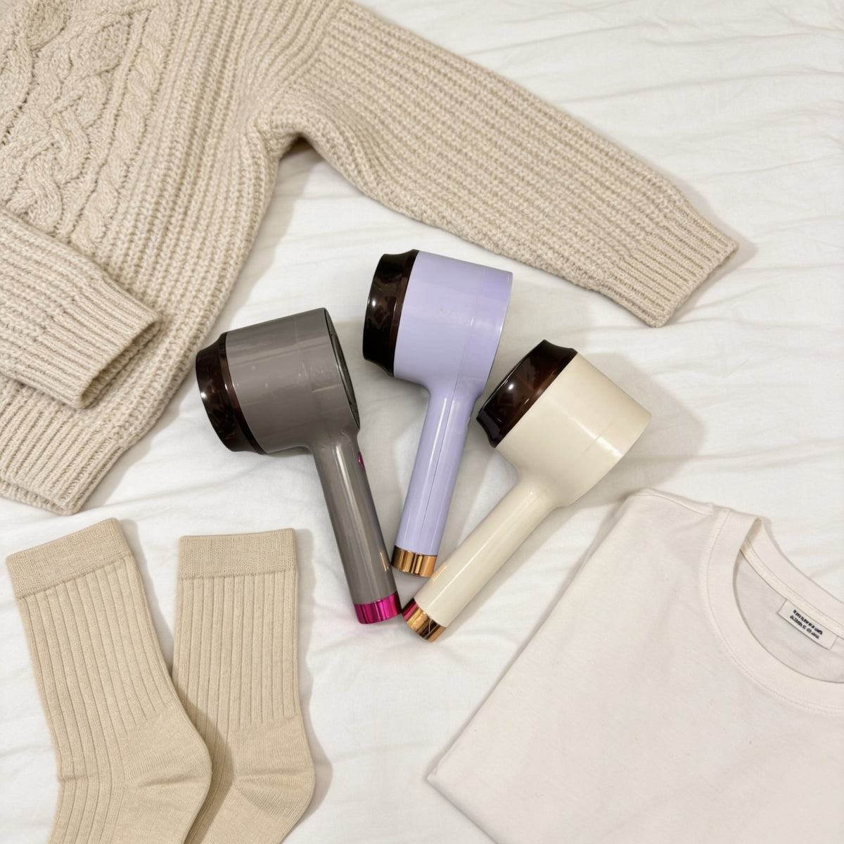 Fabric Lint Remover Placed Along with Clothes.