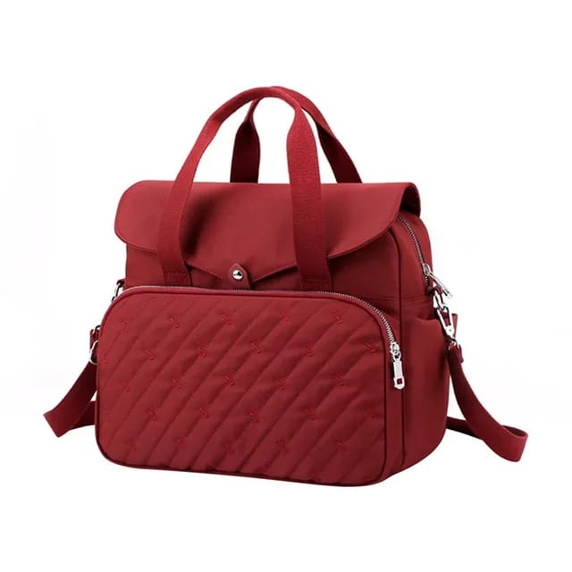 A Red Fashionable Baby Diaper Bag.