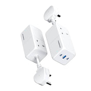 Powerology 65W USB Power Strip with Dual Power Sockets in white color PWPS65W-WH
