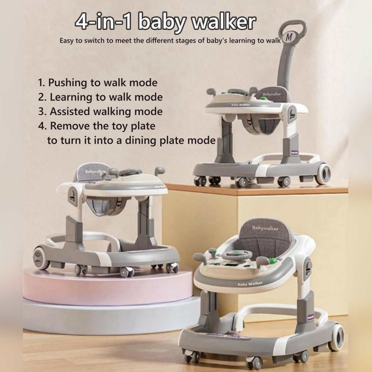 Feature Of Baby Infant Walker with Push Handle.