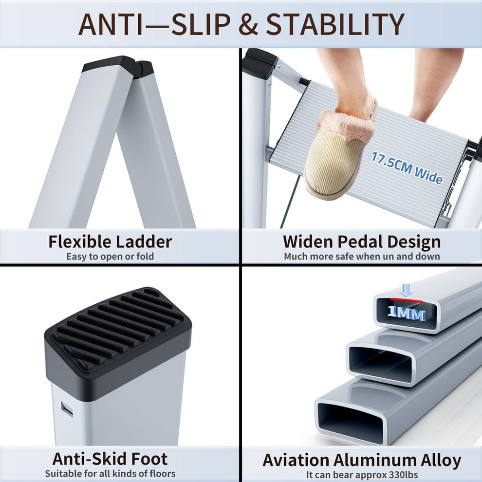 Stool Ladder Sample Foldable 3-Step Stool Ladder, Household Mini Ladder With Anti-Slip Ped