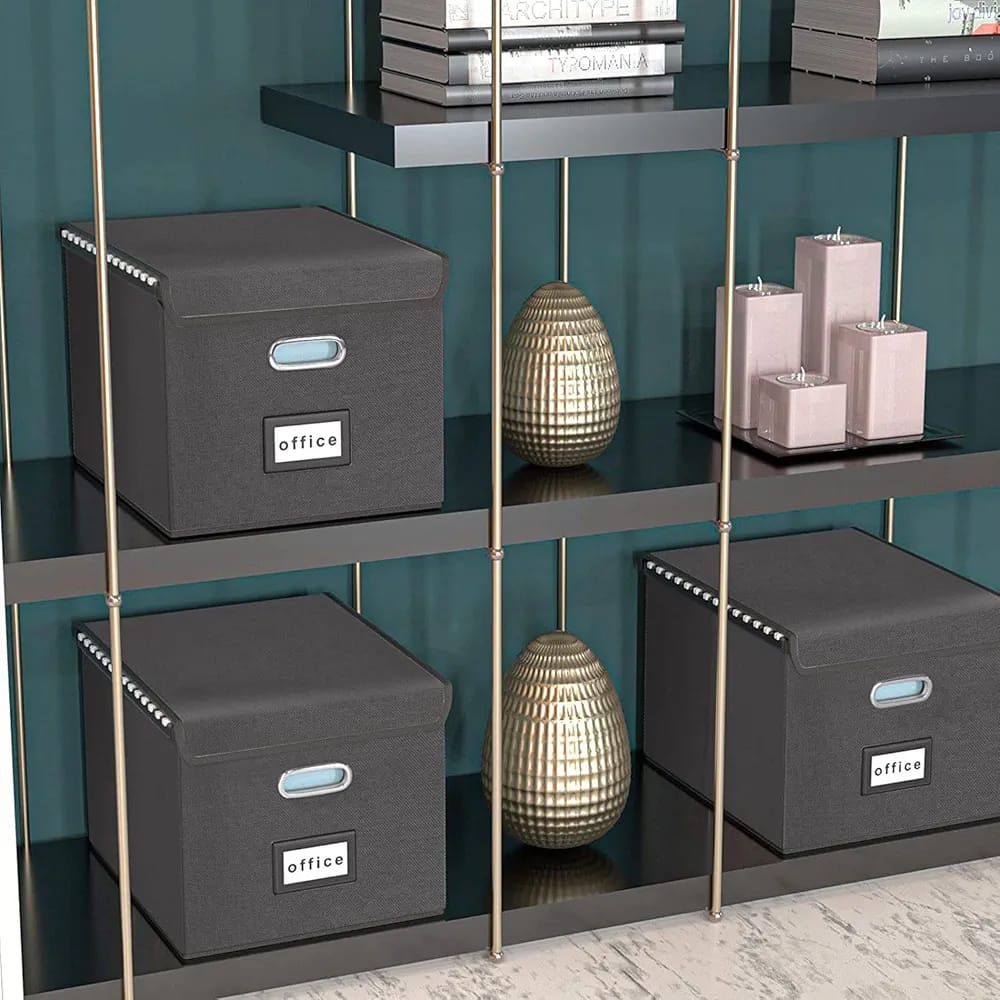 File Organizer Boxes are Organized in the shelf of Office.