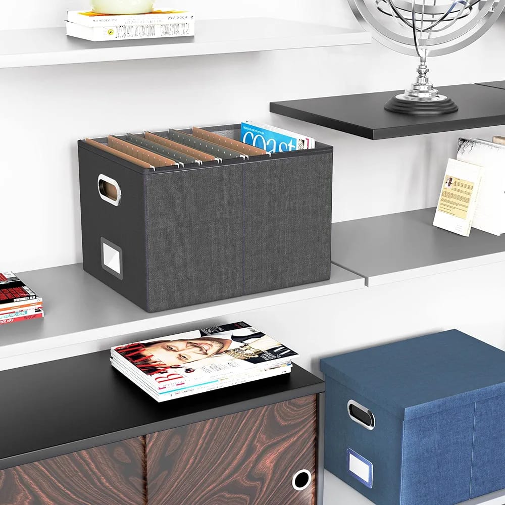 A File Organizer Box Is Placed at the Corner Of Office Area.