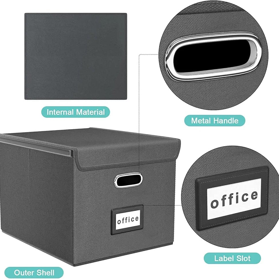 File Organizer Box, Collapsible File Storage Container File Organizer Box, Collapsible File Storage Container