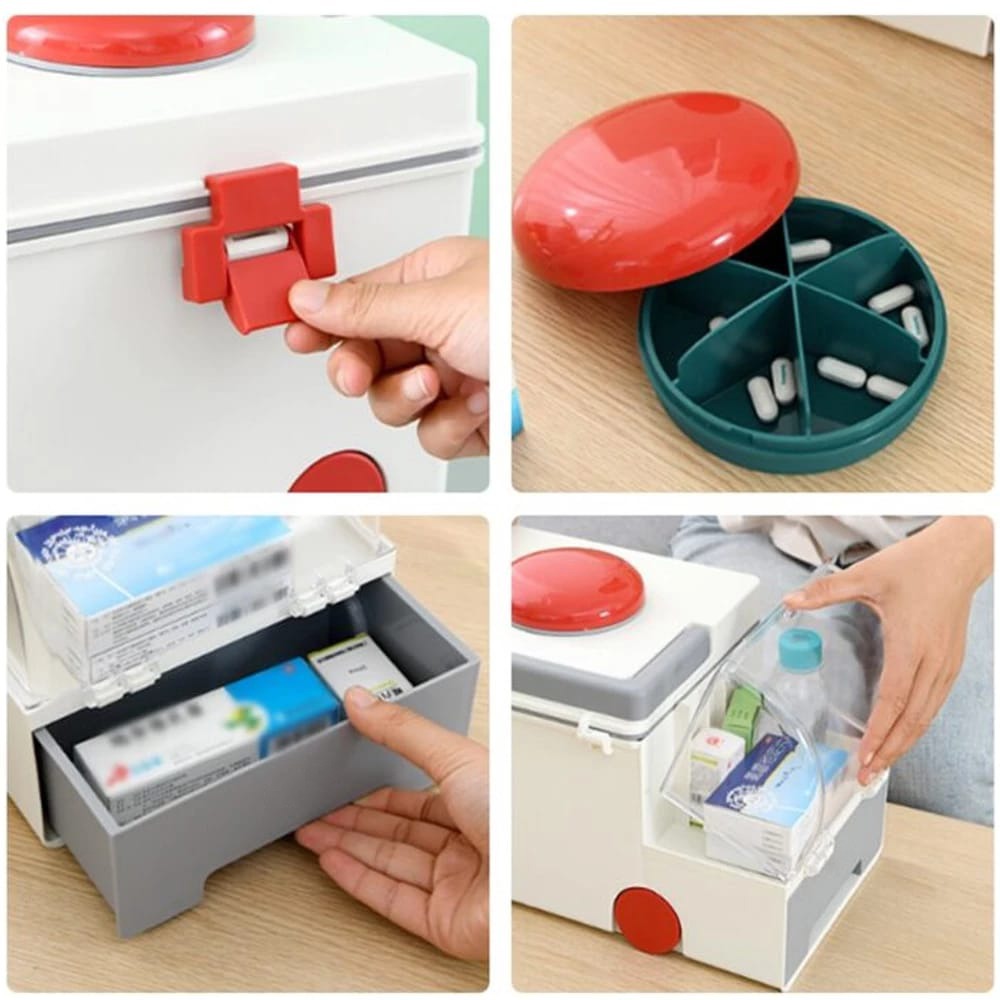 Steps In Opening First Aid Kit Medicine Storage Box.