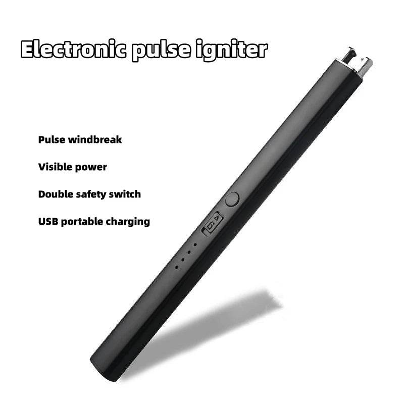 The Flameless Plasma Pulse Arc Electric Lighter Igniter in black color features different functionality