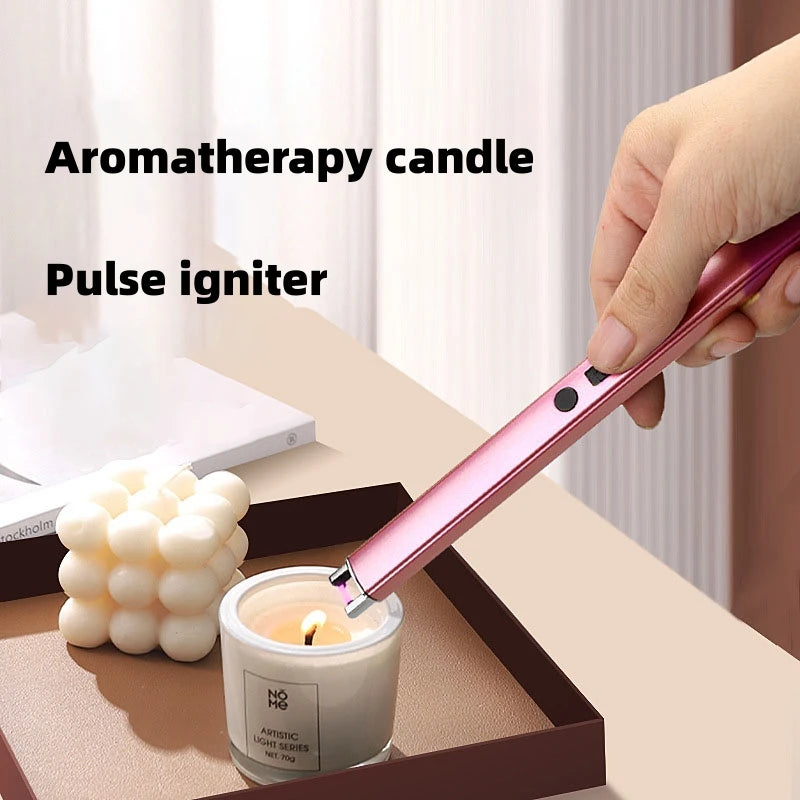Someone is trying to light candles using the Flameless Plasma Pulse Arc Electric Lighter Igniter