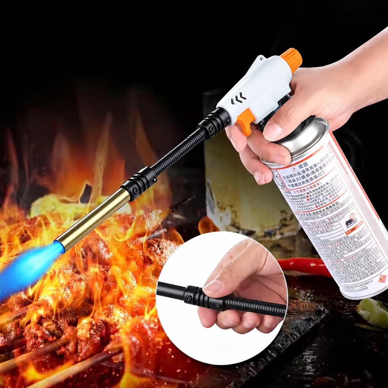 A Person is Holding Butane Gas Blow Torch.
