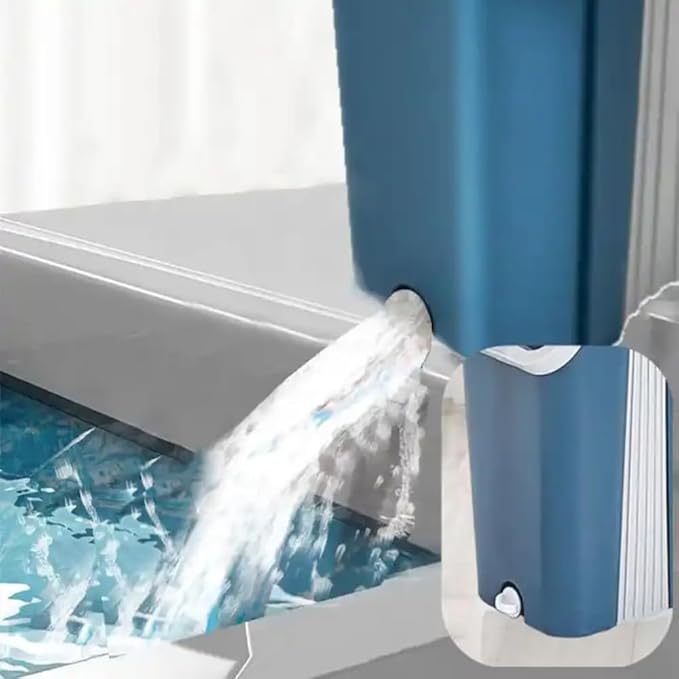 Water Valve On Flat Floor Mop Hands-Free Squeeze Bucket Set.