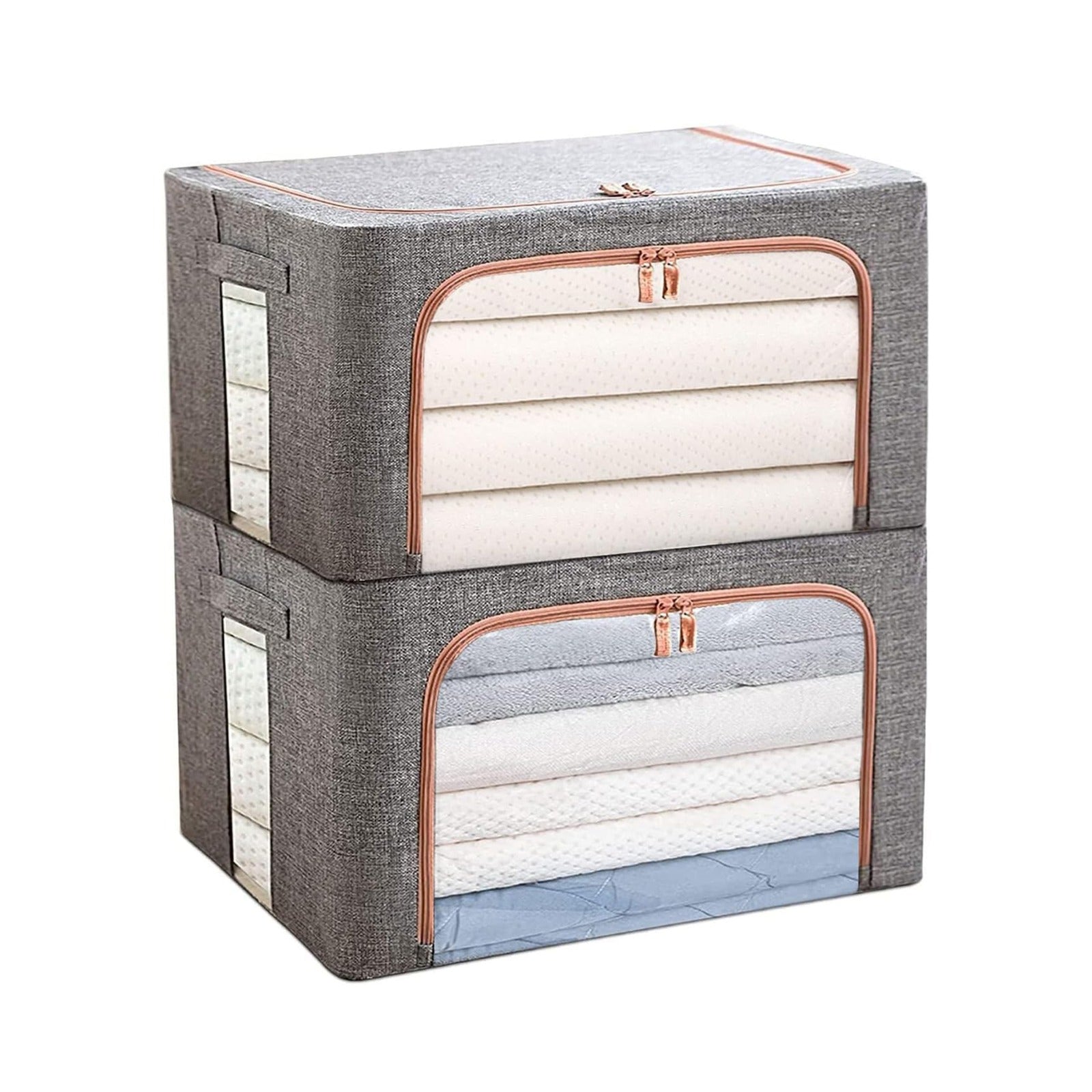2 x 66L Foldable Large Capacity Cloth Storage, Wardrobe Organizer Box