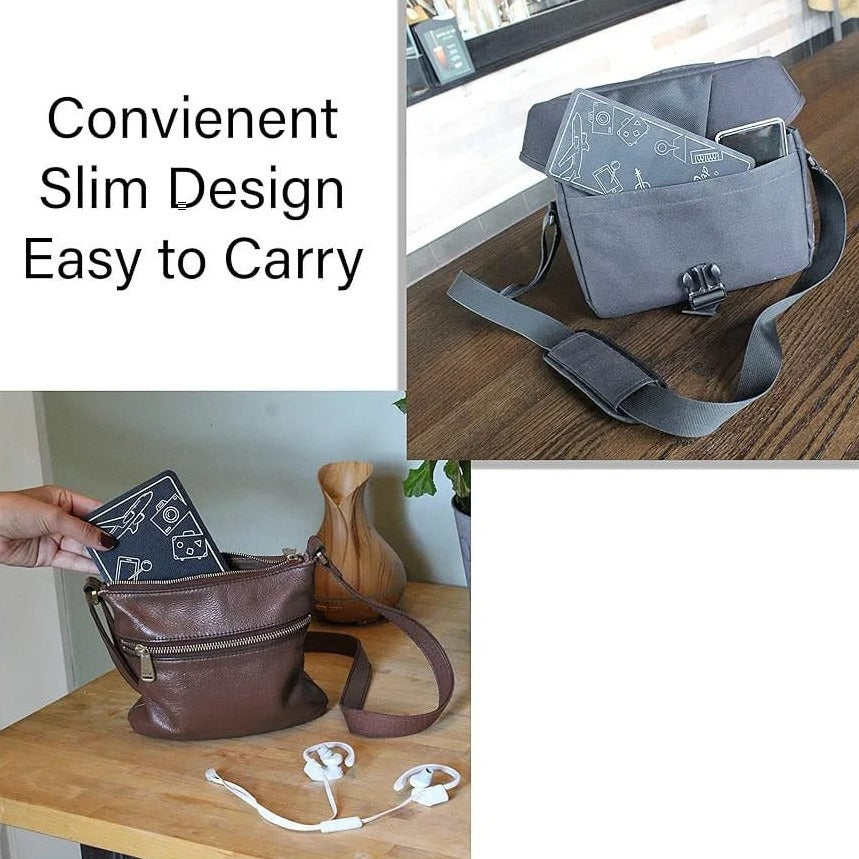 A Person is Placing  Flexible Phone Tablet Holder in a Bag.