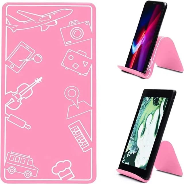 Pink Flexible Phone Tablet Holder Holding Phone. 