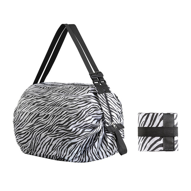 Reusable Foldable Shopping Bag in zebra pattern color
