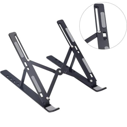 Foldable Aluminum  Laptop Holder Rack In Black Color.