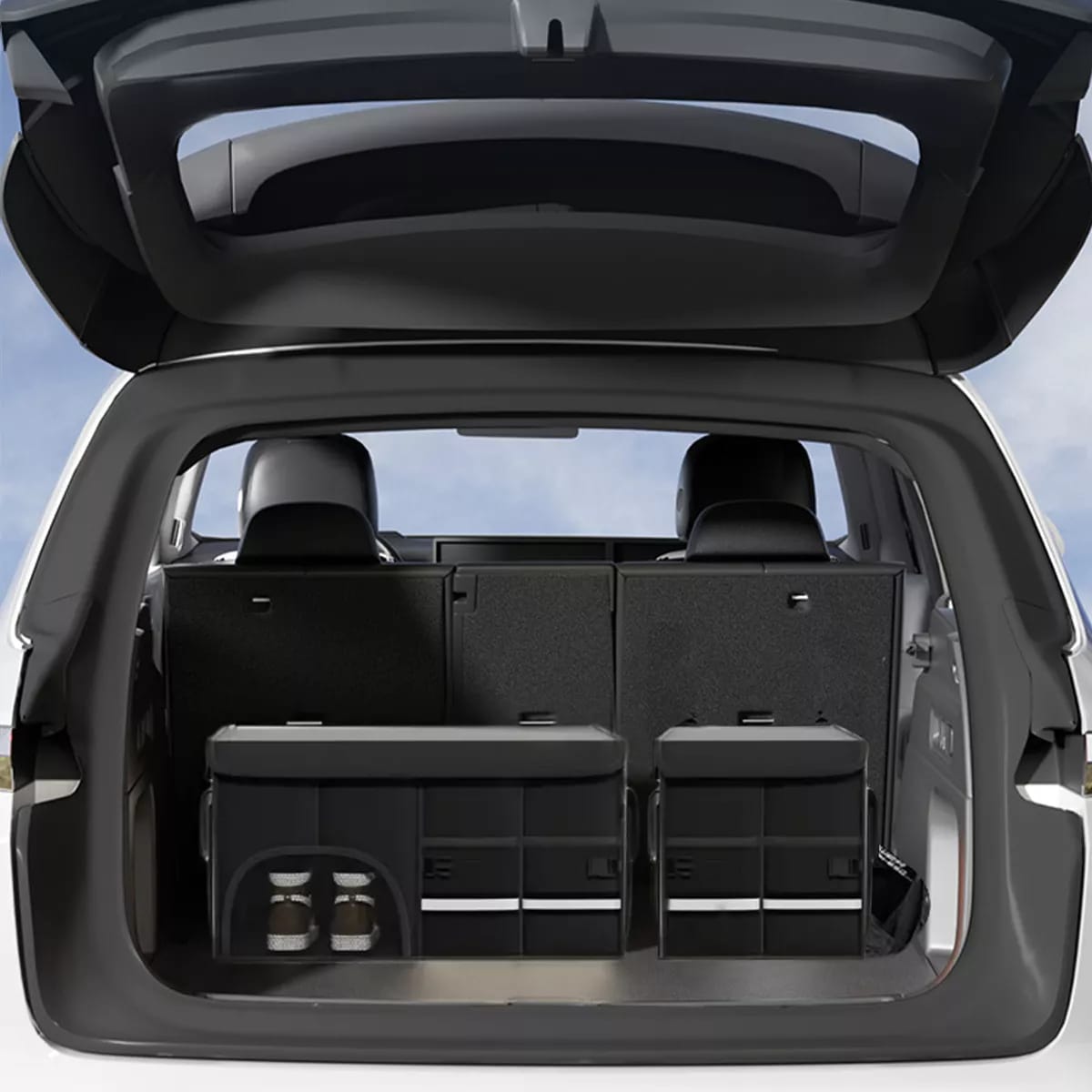 A Foldable Car Storage Box is Placed On the Car.