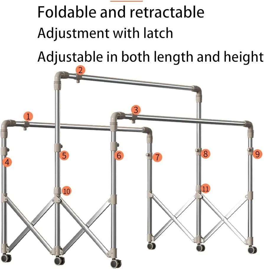 Retractable Design Of Foldable Cloth Drying Stand.