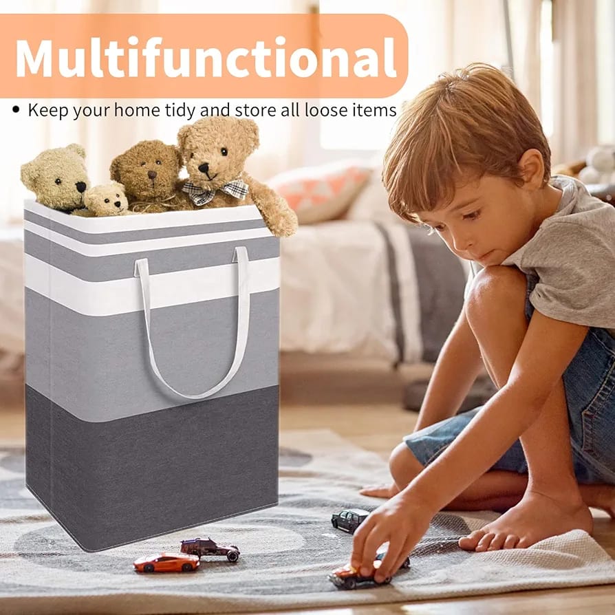 Baby Boy Playing Near Mutifuntional Storage Basket.