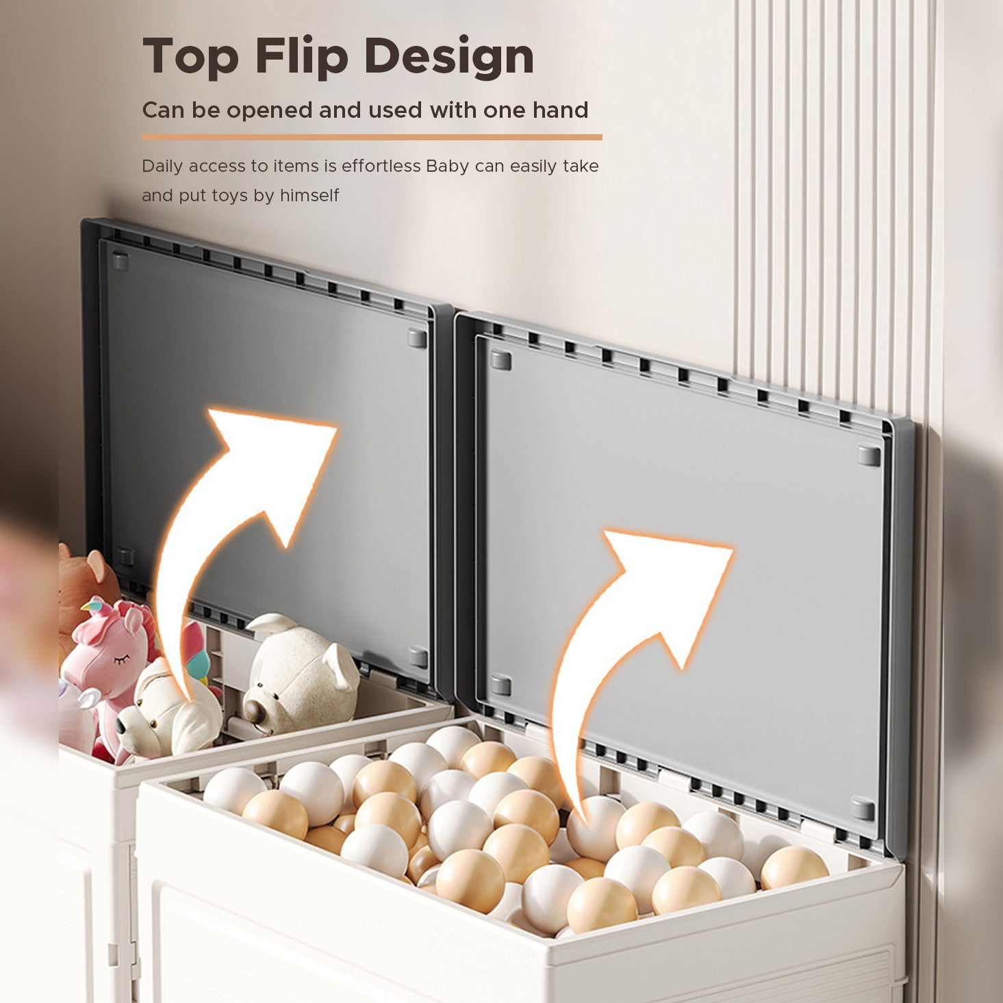 Foldable Cloth Storage Organizer Box Filled with Toys and Balls.