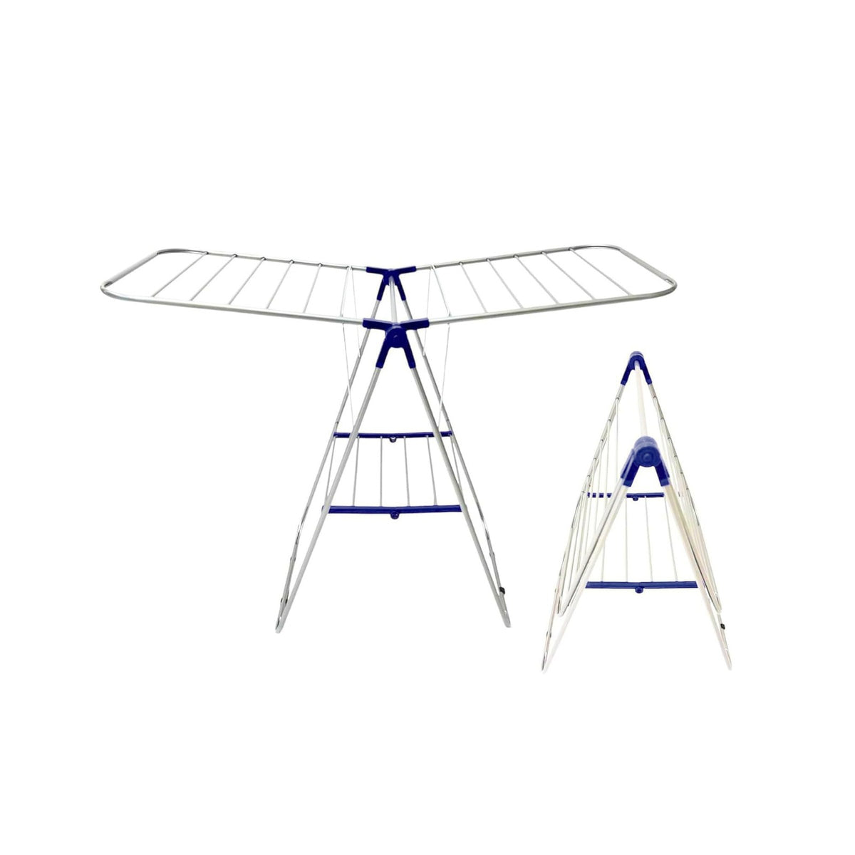 Foldable Clothes Drying Rack with folded design on a white background