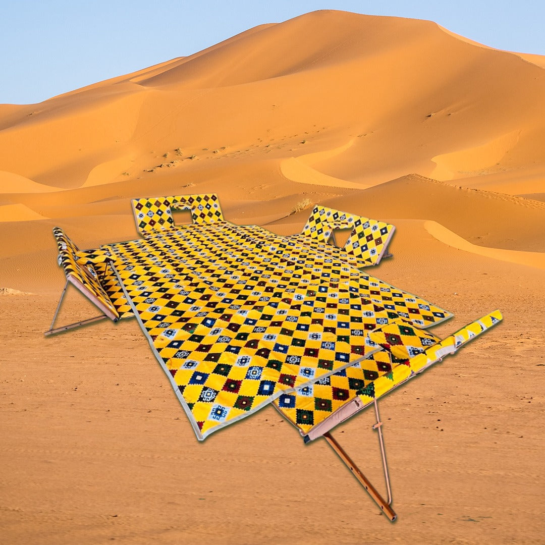 A Foldable Floor Seating Set is Placed at Desert Area.