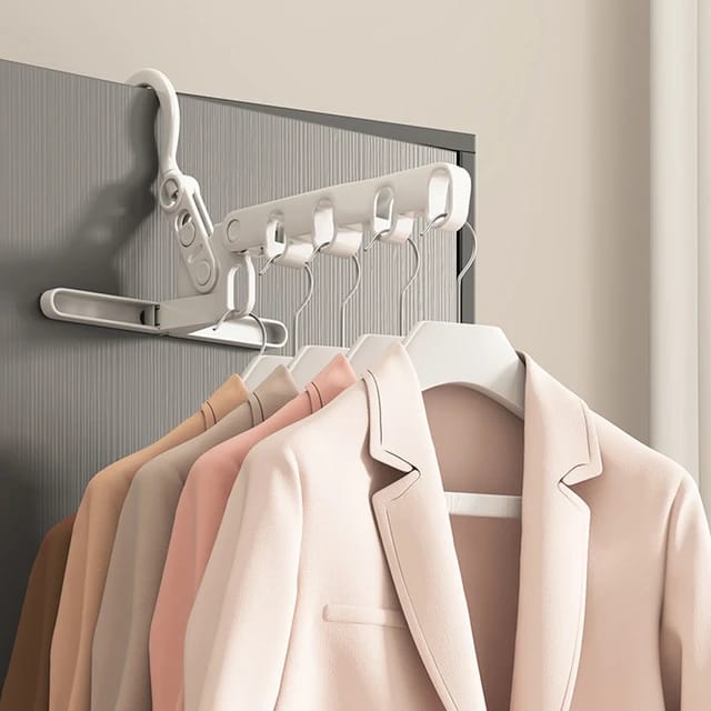 Portable Foldable Clothes Hanger with some shirts