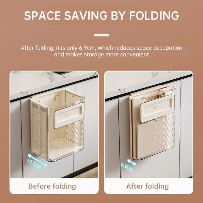 Foldable Hanging Kitchen Trash Can, Wall-Mounted Garbage Box, Kitchen Food Waste Bin Foldable Hanging Kitchen Trash Can, Wall-Mounted Garbage Box, Kitchen Food Waste Bin