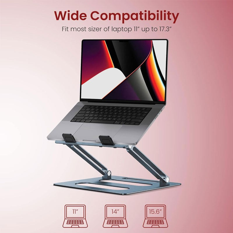 A Laptop is Placed On Moxedo Foldable Laptop Stand with Phone Holder.