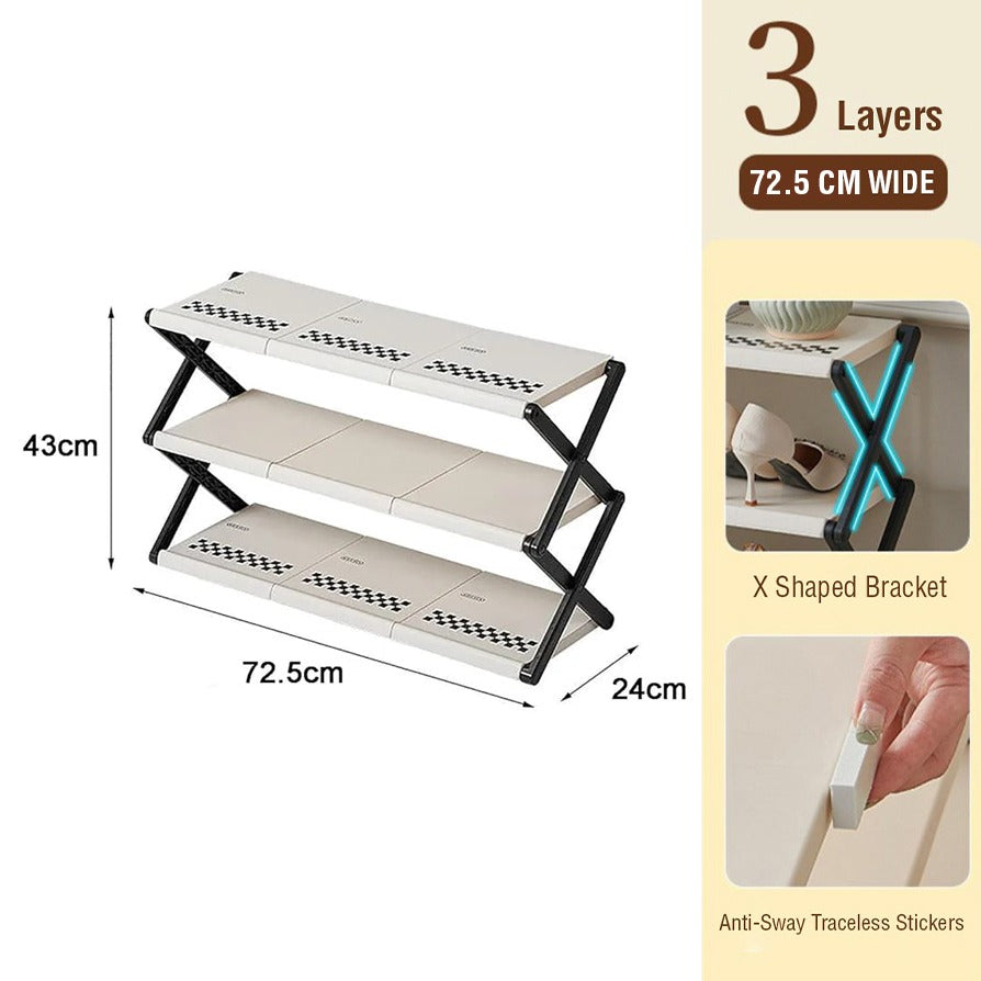 Foldable 3-Layer Shoe Rack Shelf with its size