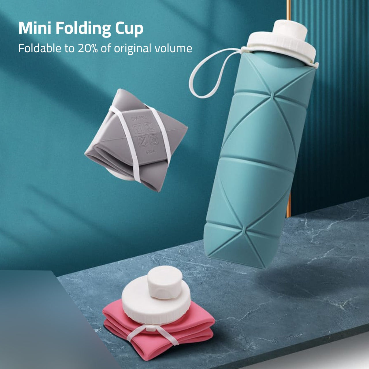 Foldable Silicone Travel Water Bottle.