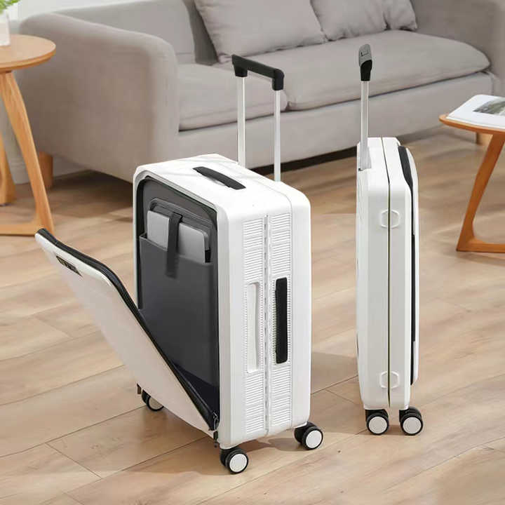 Foldable Travel Trolley Luggage Bag in Folded and Expandable Position.