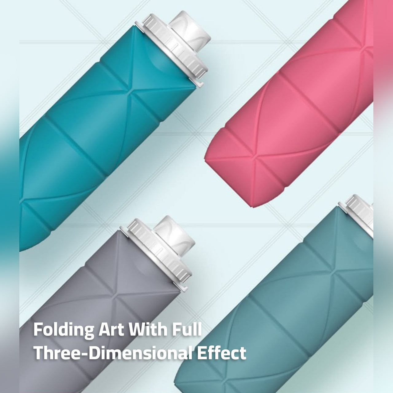 Foldable Silicone Travel Water Bottle in Different Colors.