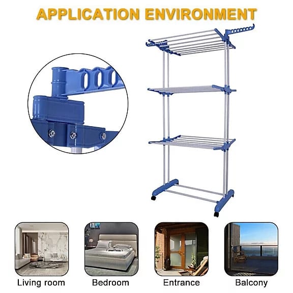 Application Of Folding 3 Layer Cloth Drying Rack Stand.