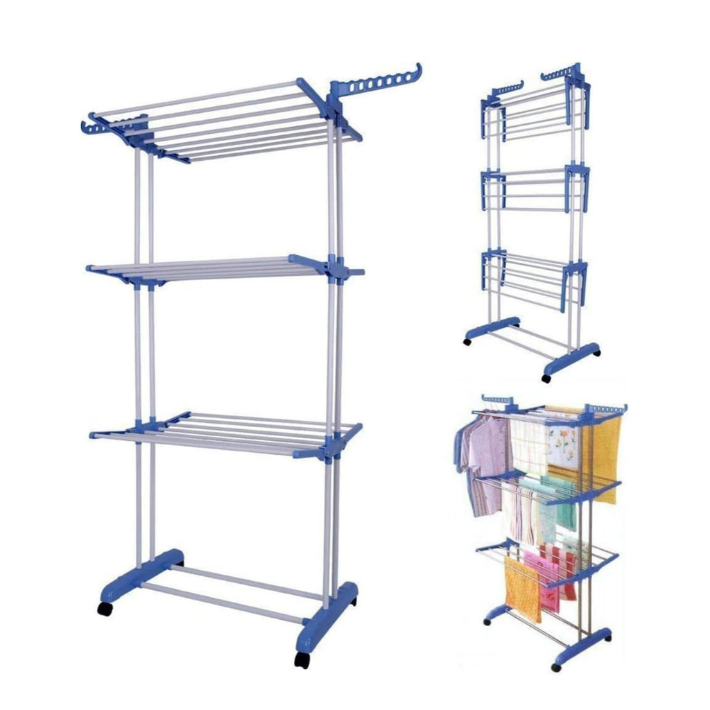 Folding 3 Layer Cloth Drying Rack Stand, Laundry Hanger Stand Indoor, Outdoor Folding 3 Layer Cloth Drying Rack Stand, Laundry Hanger Stand Indoor, Outdoor