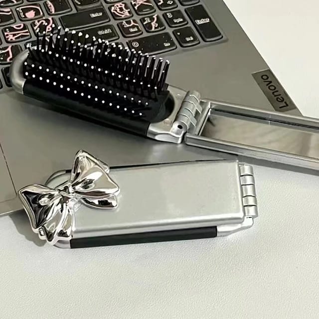 Folding Hair Comb with Mirror.