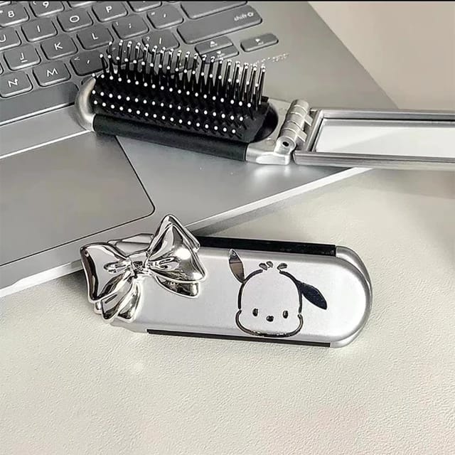 Folding Hair Comb with Mirror.