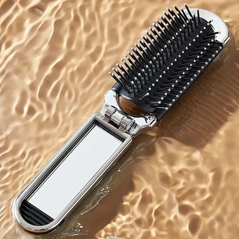 Folding Hair Comb with Mirror.