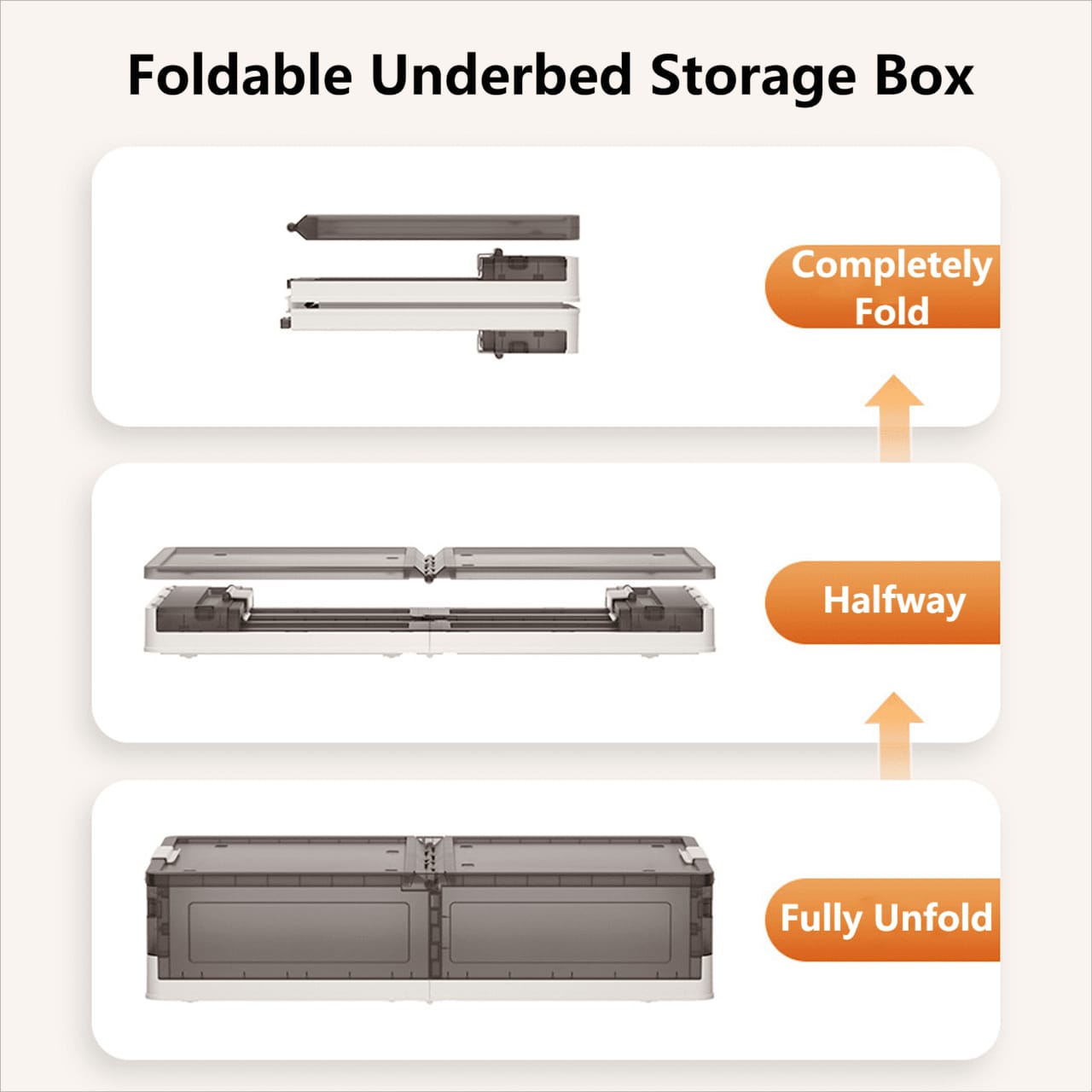 Folding Of Foldable Under Bed Rolling Storage Organizer Container.