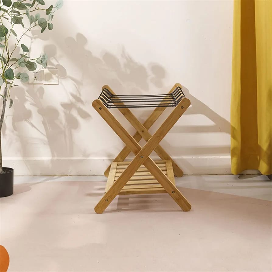 A Folding Wooden Luggage Holder Rack.