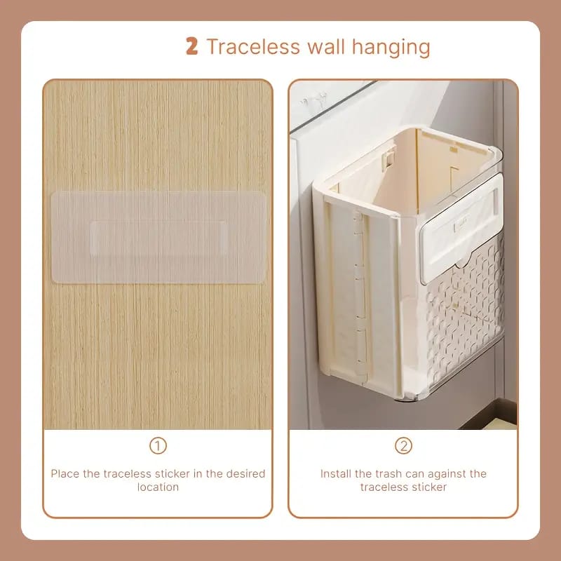 Foldable Hanging Kitchen Trash Can, Wall-Mounted Garbage Box, Kitchen Food Waste Bin Foldable Hanging Kitchen Trash Can, Wall-Mounted Garbage Box, Kitchen Food Waste Bin